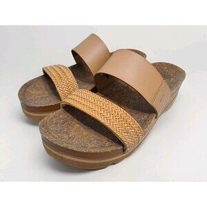 REEF Cushion Vista Hi Women's 10 Natural Braid Platform Sandals Cork Leather